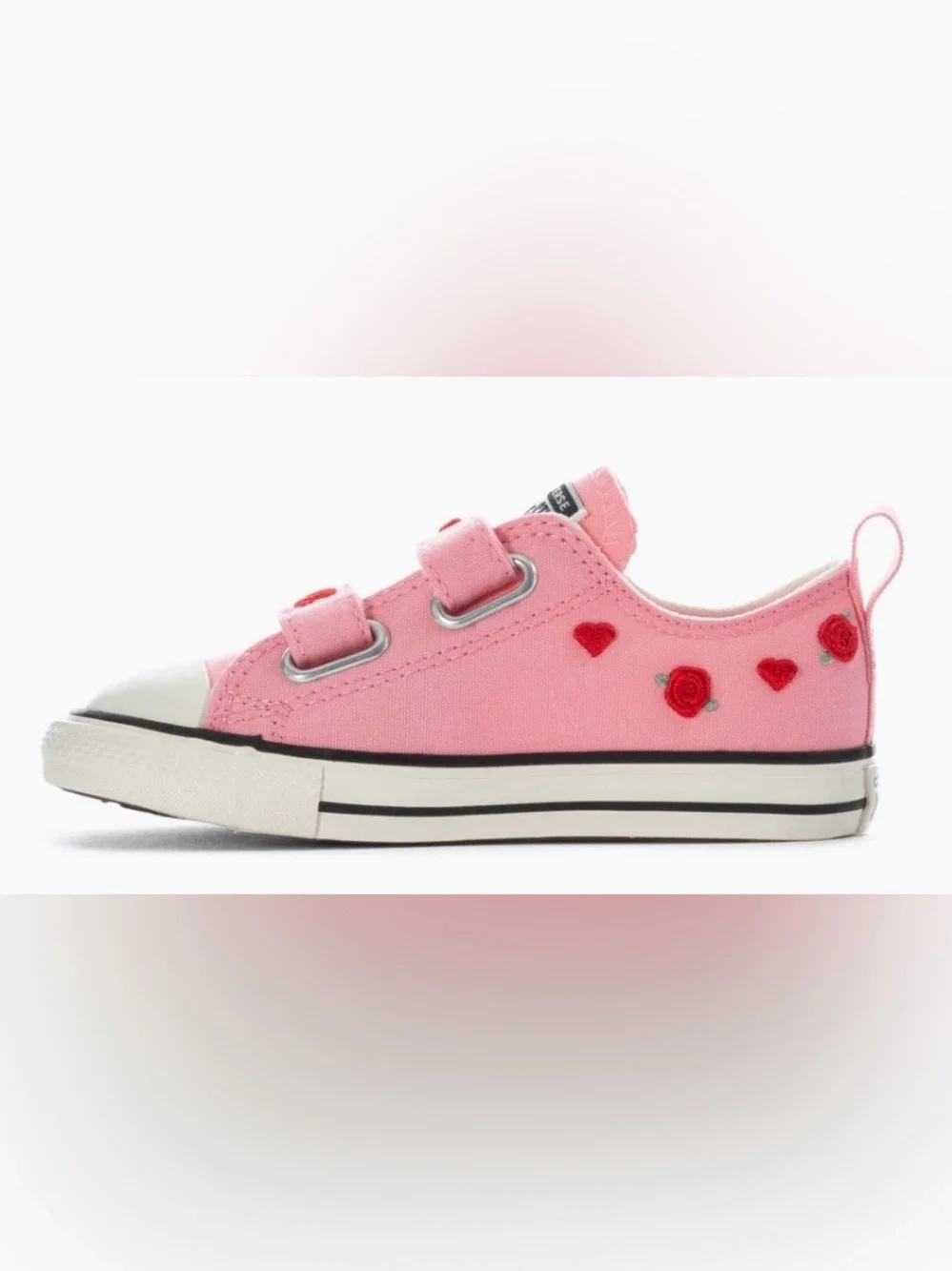 5🌹 Converse Chuck Taylor All Star Valentines Day Easy On Pink Red Velcro Shoes